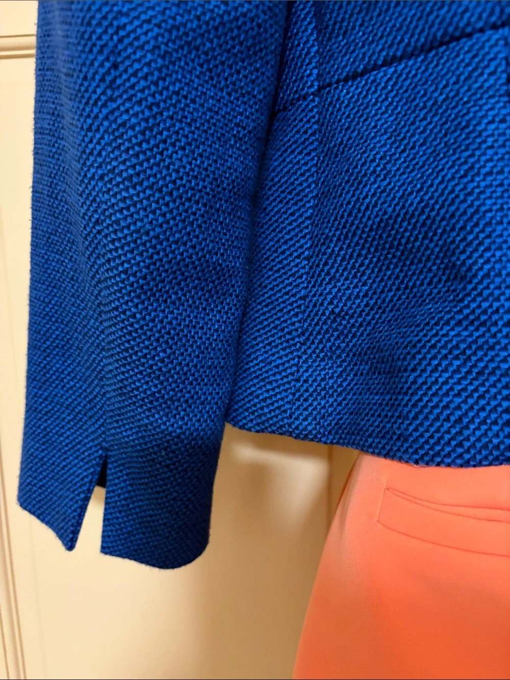 LOFT Royal Blue Open-Front Frayed Jacket
